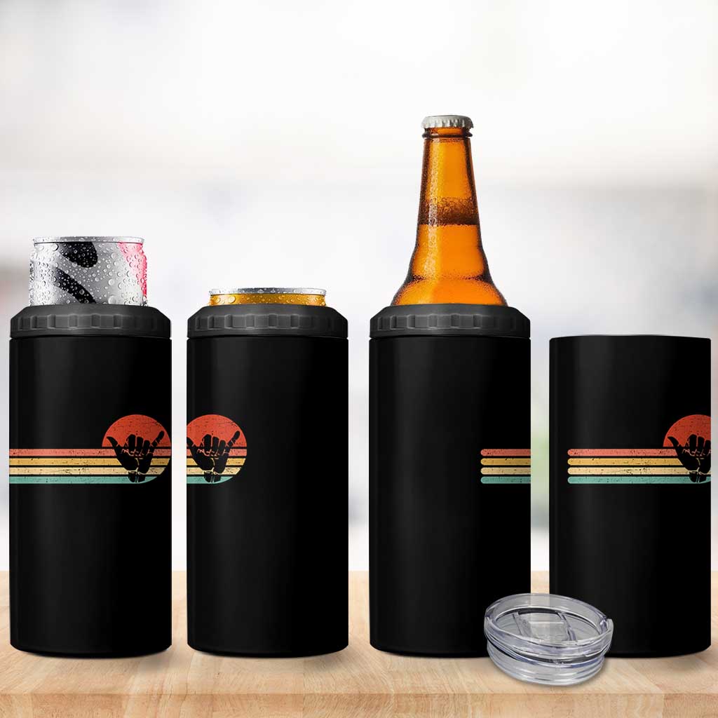 Shaka Hand 4 in 1 Can Cooler Tumbler Retro Vintage Shaka Sign Rasta Hawaii Hawaiian - Wonder Print Shop