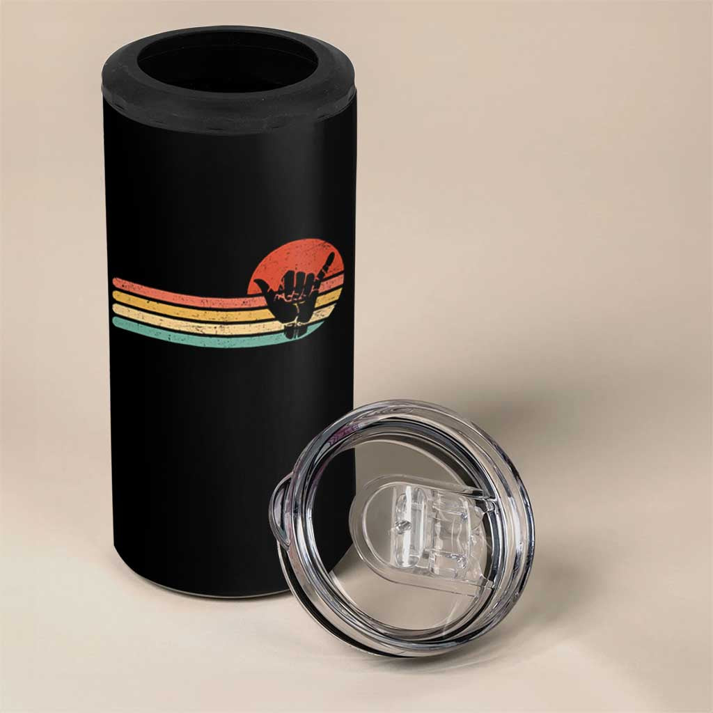 Shaka Hand 4 in 1 Can Cooler Tumbler Retro Vintage Shaka Sign Rasta Hawaii Hawaiian - Wonder Print Shop