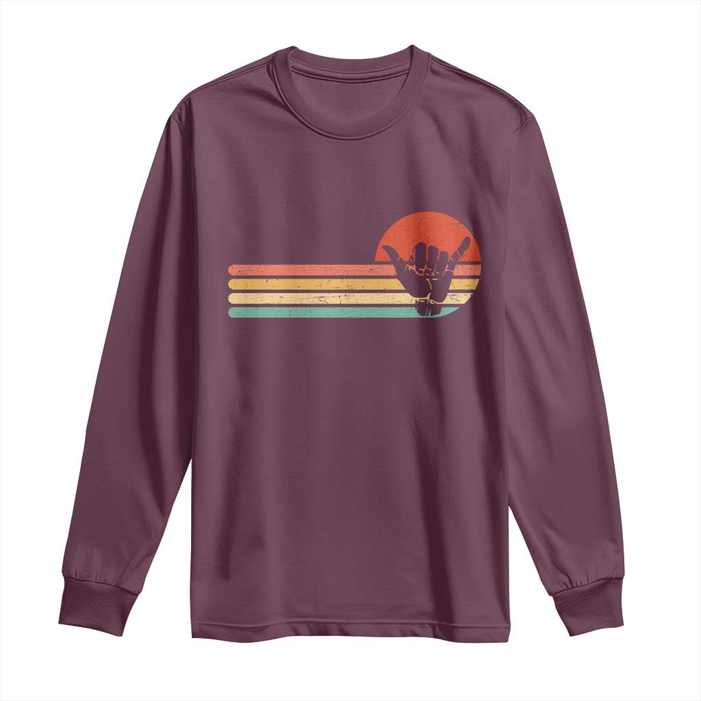 Shaka Hand Long Sleeve Shirt Retro Vintage Shaka Sign Rasta Hawaii Hawaiian - Wonder Print Shop