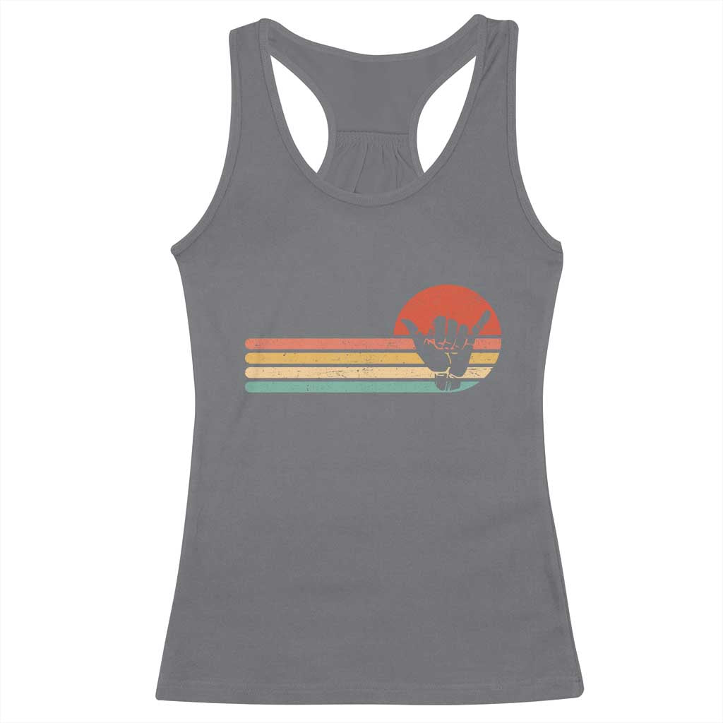 Shaka Hand Racerback Tank Top Retro Vintage Shaka Sign Rasta Hawaii Hawaiian - Wonder Print Shop