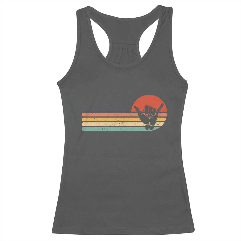 Shaka Hand Racerback Tank Top Retro Vintage Shaka Sign Rasta Hawaii Hawaiian - Wonder Print Shop