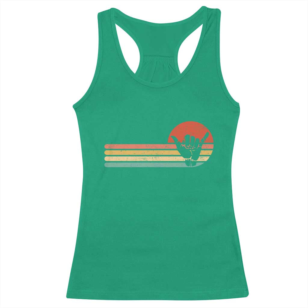 Shaka Hand Racerback Tank Top Retro Vintage Shaka Sign Rasta Hawaii Hawaiian - Wonder Print Shop