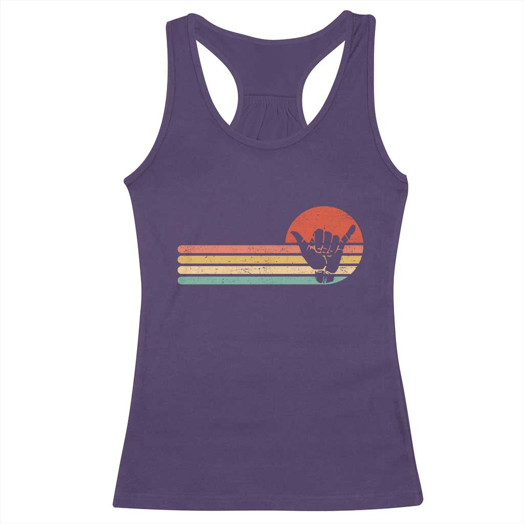 Shaka Hand Racerback Tank Top Retro Vintage Shaka Sign Rasta Hawaii Hawaiian - Wonder Print Shop