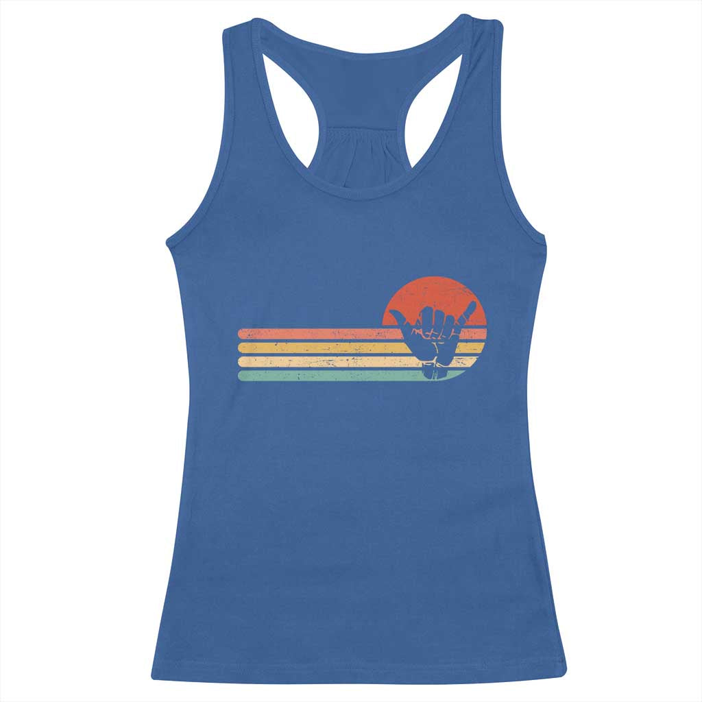 Shaka Hand Racerback Tank Top Retro Vintage Shaka Sign Rasta Hawaii Hawaiian - Wonder Print Shop