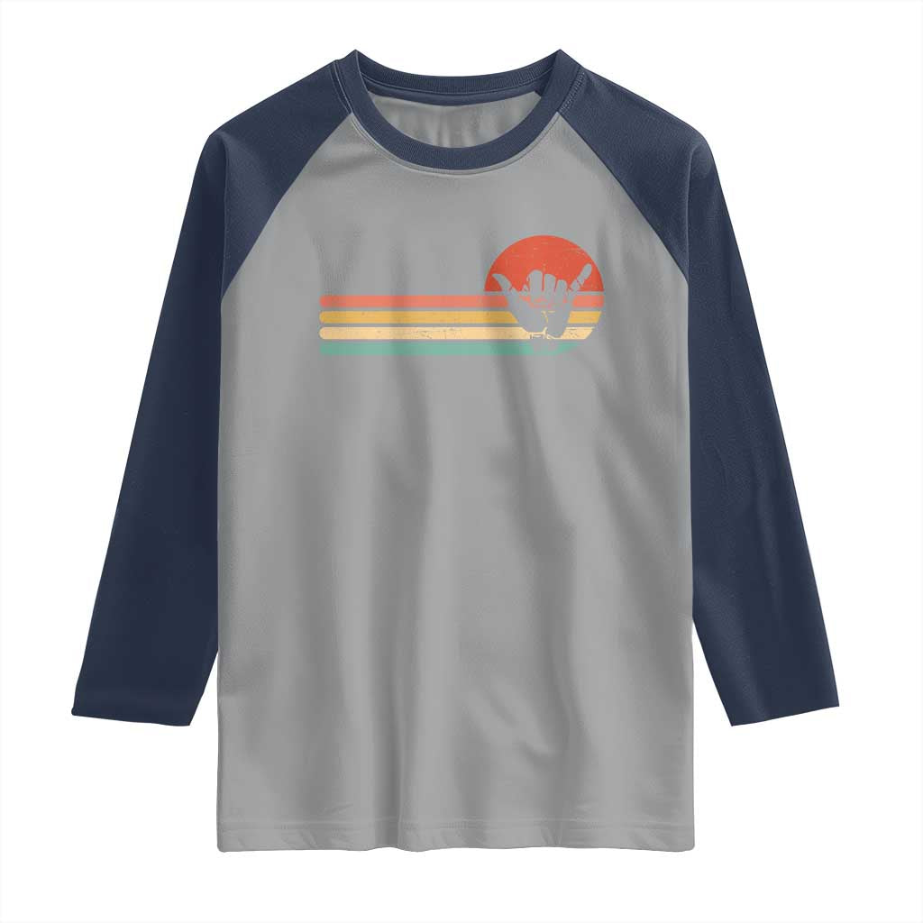 Shaka Hand Raglan Shirt Retro Vintage Shaka Sign Rasta Hawaii Hawaiian - Wonder Print Shop