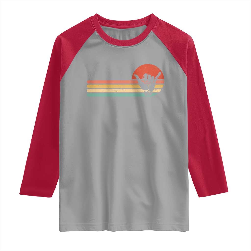 Shaka Hand Raglan Shirt Retro Vintage Shaka Sign Rasta Hawaii Hawaiian - Wonder Print Shop