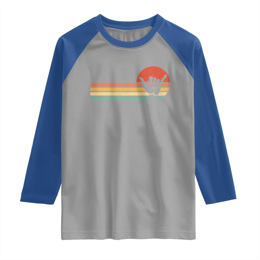 Shaka Hand Raglan Shirt Retro Vintage Shaka Sign Rasta Hawaii Hawaiian - Wonder Print Shop