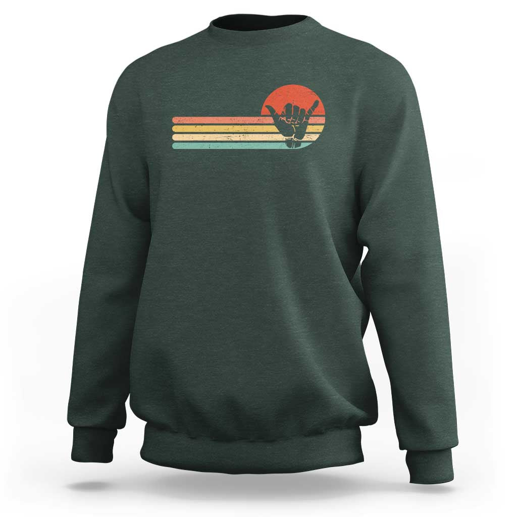 Shaka Hand Sweatshirt Retro Vintage Shaka Sign Rasta Hawaii Hawaiian - Wonder Print Shop