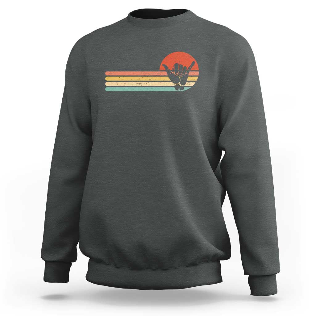 Shaka Hand Sweatshirt Retro Vintage Shaka Sign Rasta Hawaii Hawaiian - Wonder Print Shop