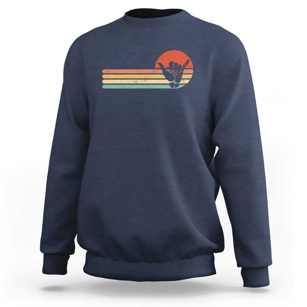 Shaka Hand Sweatshirt Retro Vintage Shaka Sign Rasta Hawaii Hawaiian - Wonder Print Shop