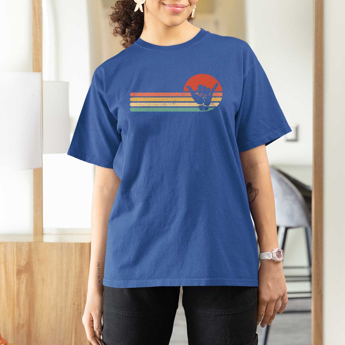Shaka Hand T Shirt For Women Retro Vintage Shaka Sign Rasta Hawaii Hawaiian - Wonder Print Shop
