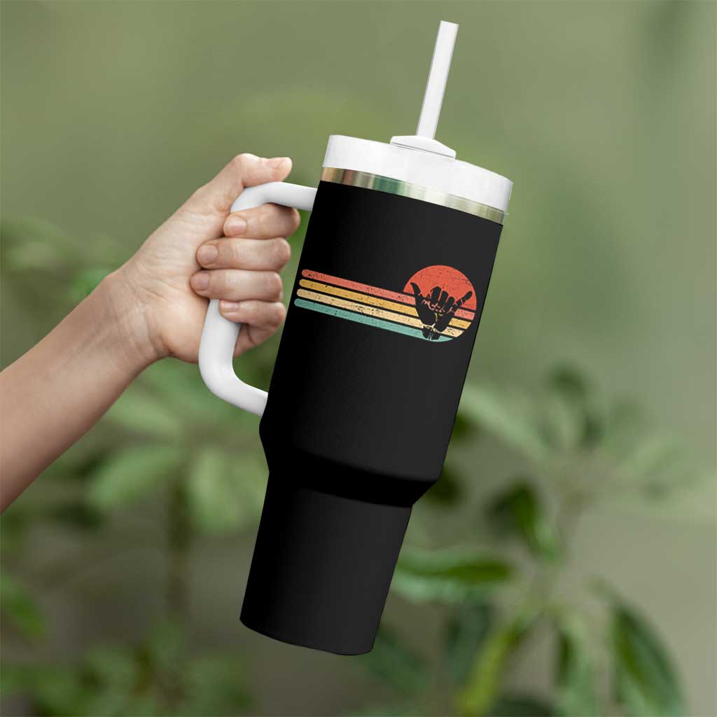 Shaka Hand Tumbler With Handle Retro Vintage Shaka Sign Rasta Hawaii Hawaiian - Wonder Print Shop