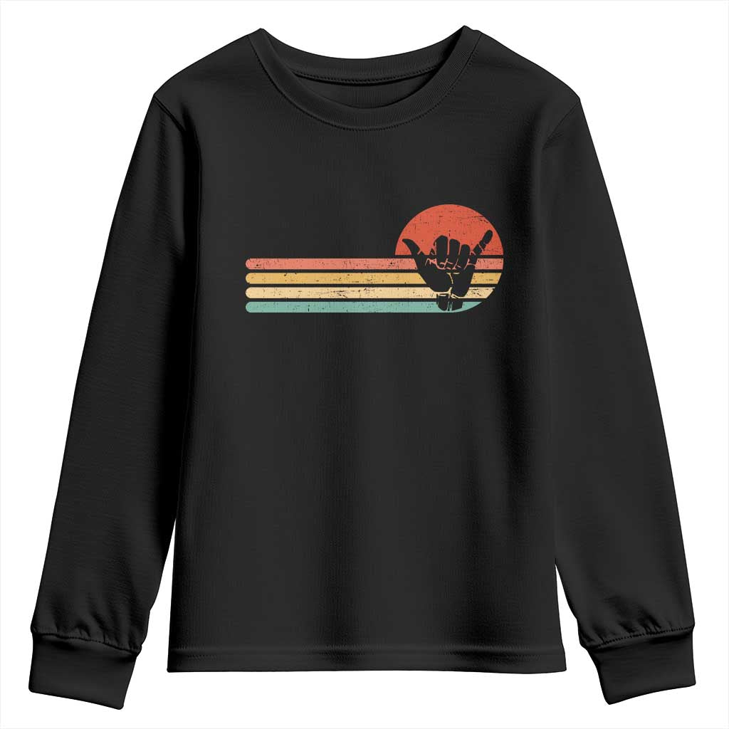 Shaka Hand Youth Sweatshirt Retro Vintage Shaka Sign Rasta Hawaii Hawaiian - Wonder Print Shop