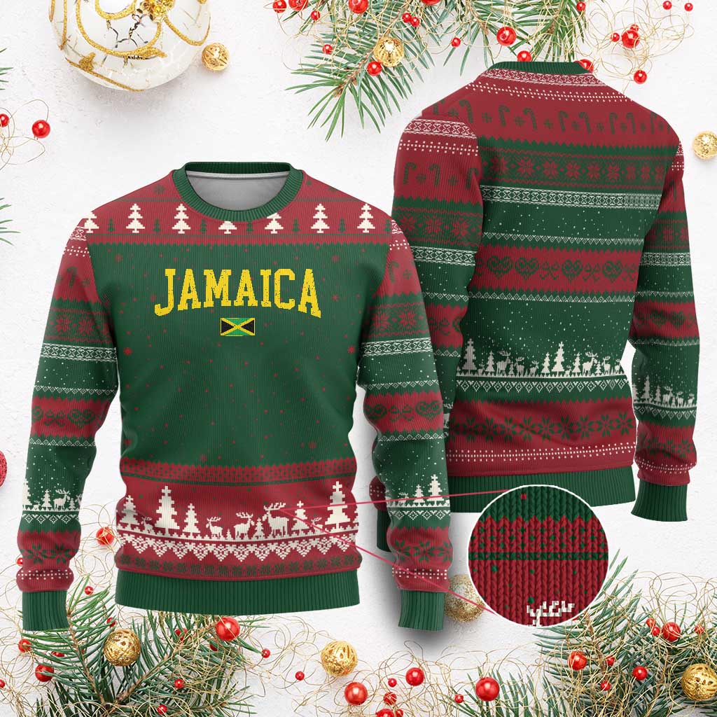 Vintage Jamaica Ugly Christmas Sweater Retro Jamaican Flag National Pride Vacation - Wonder Print Shop