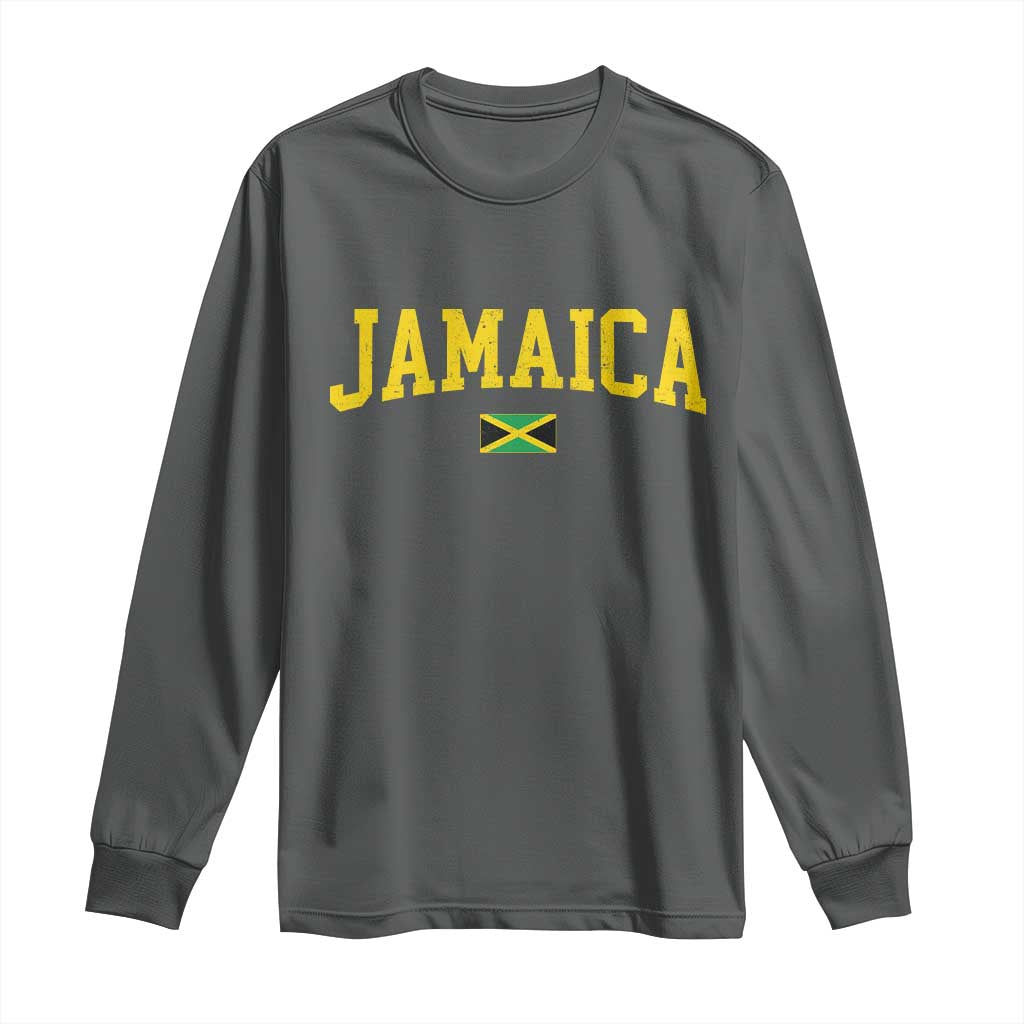 Vintage Jamaica Long Sleeve Shirt Retro Jamaican Flag National Pride Vacation - Wonder Print Shop