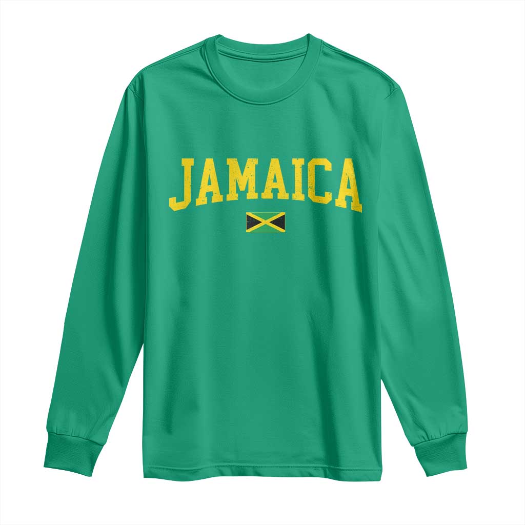Vintage Jamaica Long Sleeve Shirt Retro Jamaican Flag National Pride Vacation - Wonder Print Shop