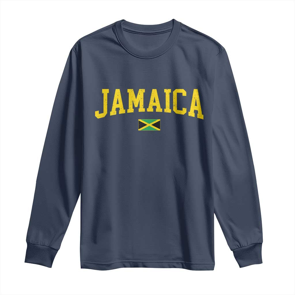 Vintage Jamaica Long Sleeve Shirt Retro Jamaican Flag National Pride Vacation - Wonder Print Shop
