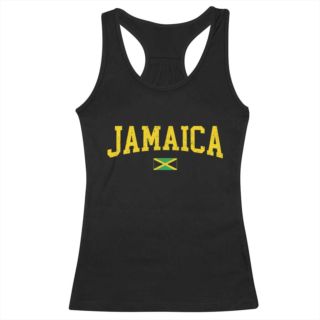 Vintage Jamaica Racerback Tank Top Retro Jamaican Flag National Pride Vacation - Wonder Print Shop