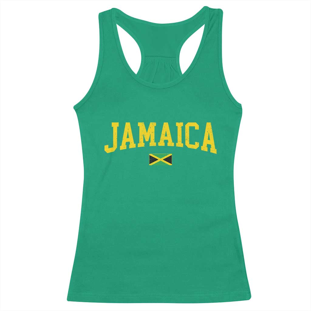 Vintage Jamaica Racerback Tank Top Retro Jamaican Flag National Pride Vacation - Wonder Print Shop