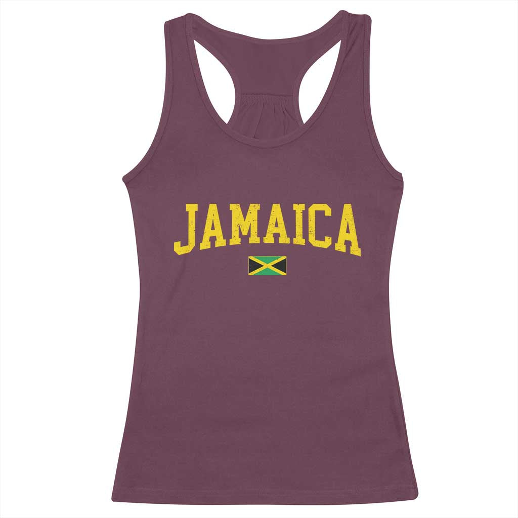 Vintage Jamaica Racerback Tank Top Retro Jamaican Flag National Pride Vacation - Wonder Print Shop