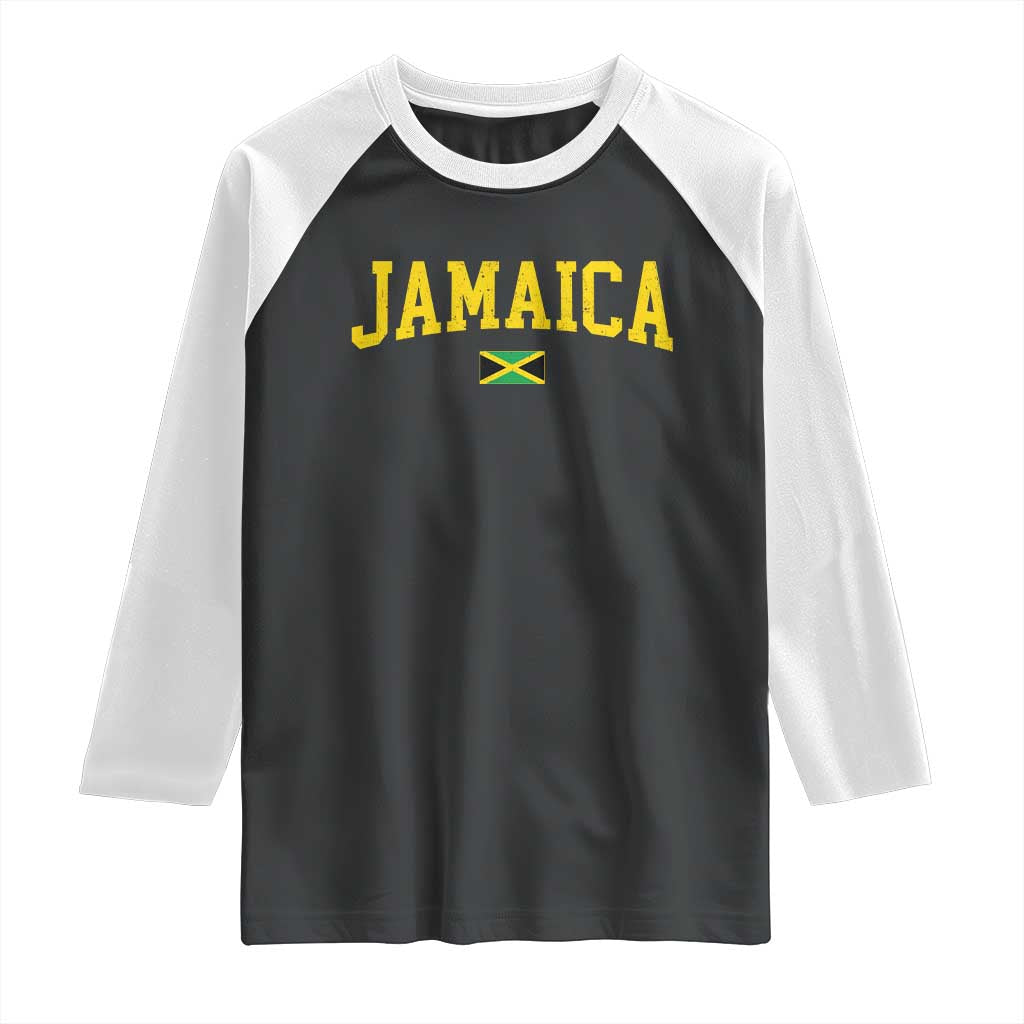 Vintage Jamaica Raglan Shirt Retro Jamaican Flag National Pride Vacation - Wonder Print Shop