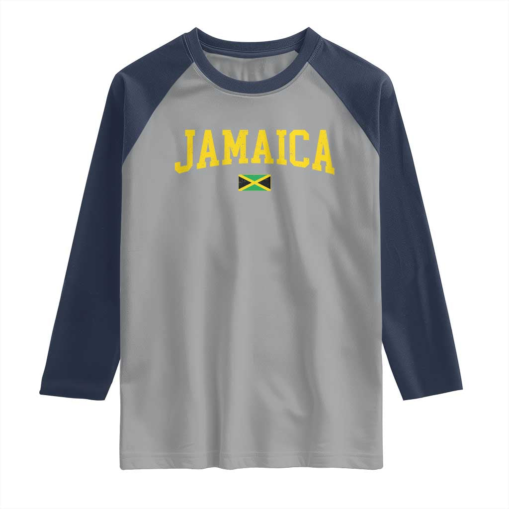 Vintage Jamaica Raglan Shirt Retro Jamaican Flag National Pride Vacation - Wonder Print Shop