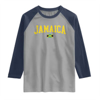 Vintage Jamaica Raglan Shirt Retro Jamaican Flag National Pride Vacation - Wonder Print Shop