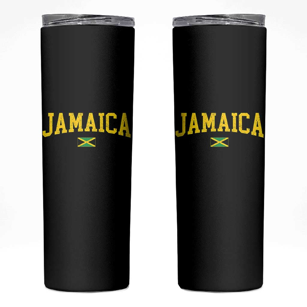 Vintage Jamaica Skinny Tumbler Retro Jamaican Flag National Pride Vacation - Wonder Print Shop