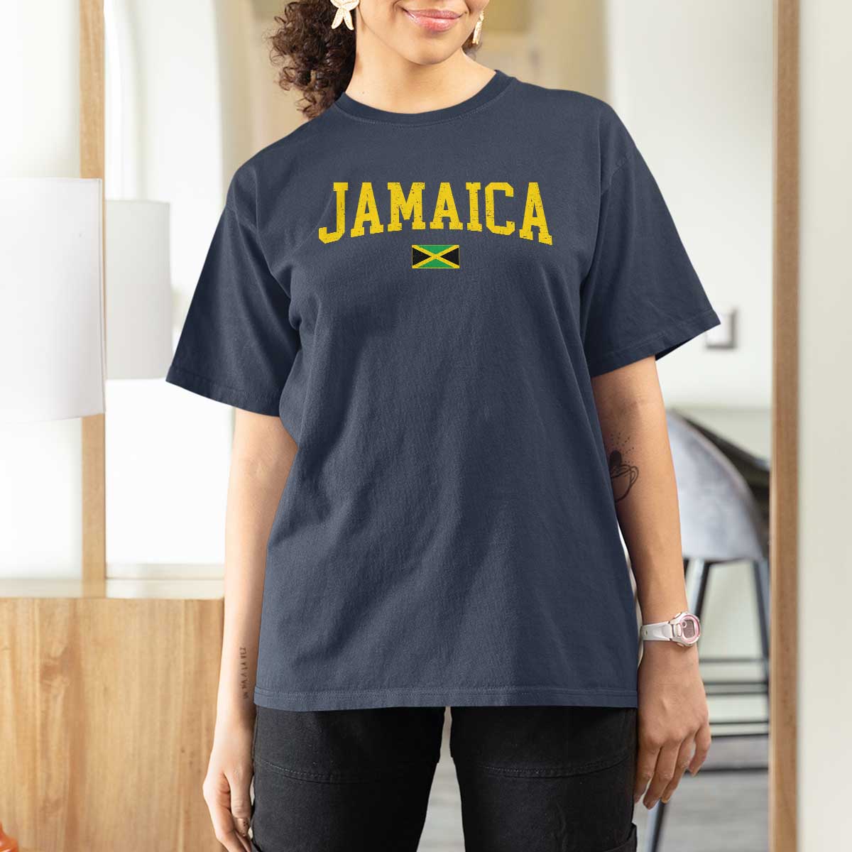 Vintage Jamaica T Shirt For Women Retro Jamaican Flag National Pride Vacation - Wonder Print Shop