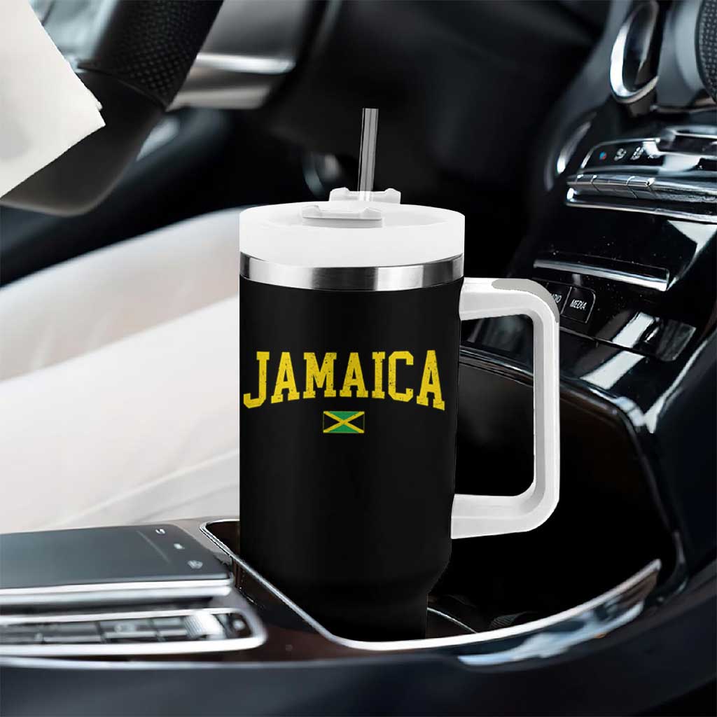Vintage Jamaica Tumbler With Handle Retro Jamaican Flag National Pride Vacation - Wonder Print Shop