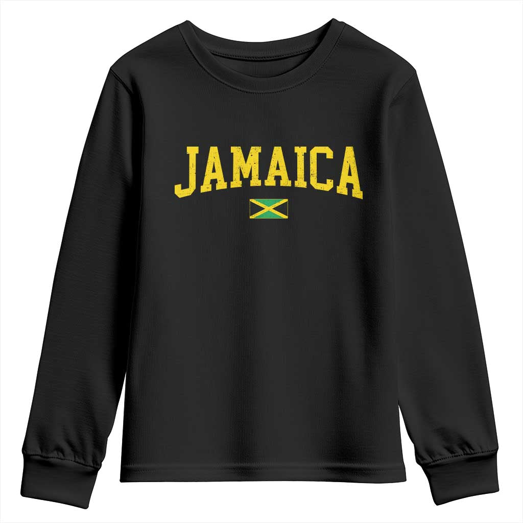 Vintage Jamaica Youth Sweatshirt Retro Jamaican Flag National Pride Vacation - Wonder Print Shop