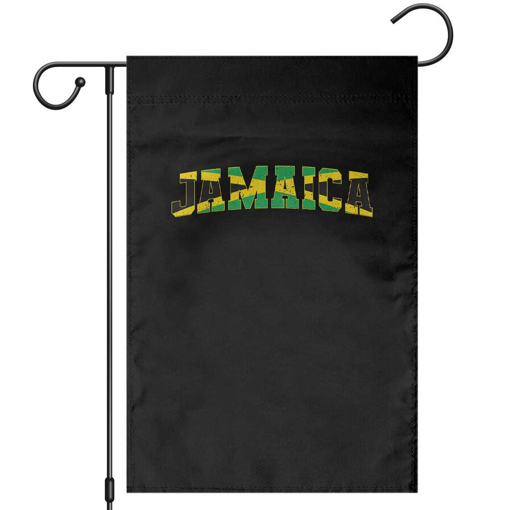 Jamaican Pride Garden Flag Retro Jamaica Flag Distressed Varsity Lettering Style - Wonder Print Shop