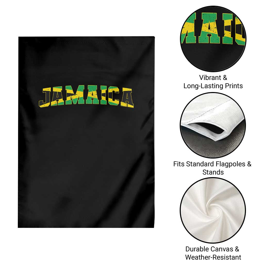 Jamaican Pride Garden Flag Retro Jamaica Flag Distressed Varsity Lettering Style - Wonder Print Shop