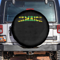 Jamaican Pride Spare Tire Cover Retro Jamaica Flag Distressed Varsity Lettering Style - Wonder Print Shop