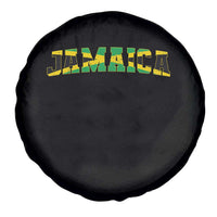 Jamaican Pride Spare Tire Cover Retro Jamaica Flag Distressed Varsity Lettering Style - Wonder Print Shop