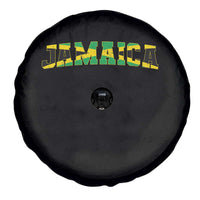 Jamaican Pride Spare Tire Cover Retro Jamaica Flag Distressed Varsity Lettering Style - Wonder Print Shop