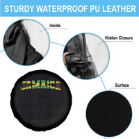 Jamaican Pride Spare Tire Cover Retro Jamaica Flag Distressed Varsity Lettering Style - Wonder Print Shop