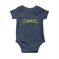 Jamaican Pride Baby Onesie Retro Jamaica Flag Distressed Varsity Lettering Style - Wonder Print Shop