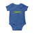 Jamaican Pride Baby Onesie Retro Jamaica Flag Distressed Varsity Lettering Style - Wonder Print Shop