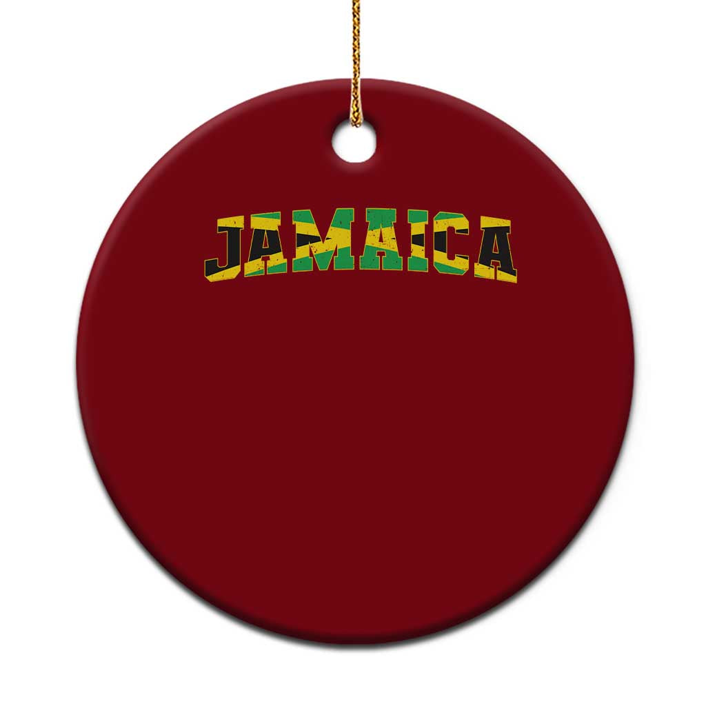 Jamaican Pride Ceramic Ornament Retro Jamaica Flag Distressed Varsity Lettering Style - Wonder Print Shop
