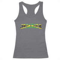 Jamaican Pride Racerback Tank Top Retro Jamaica Flag Distressed Varsity Lettering Style - Wonder Print Shop