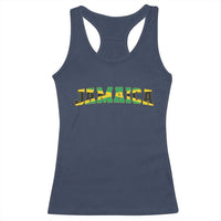 Jamaican Pride Racerback Tank Top Retro Jamaica Flag Distressed Varsity Lettering Style - Wonder Print Shop
