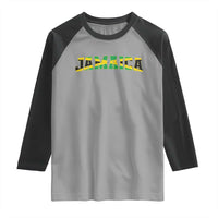Jamaican Pride Raglan Shirt Retro Jamaica Flag Distressed Varsity Lettering Style - Wonder Print Shop