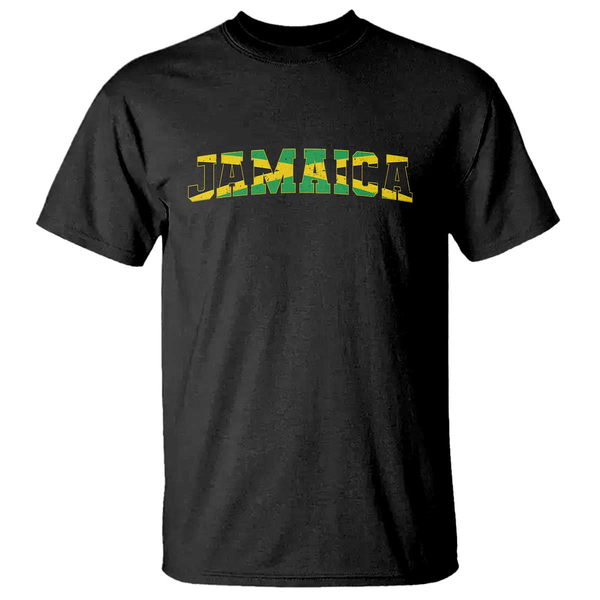 Jamaican Pride T Shirt Retro Jamaica Flag Distressed Varsity Lettering Style - Wonder Print Shop