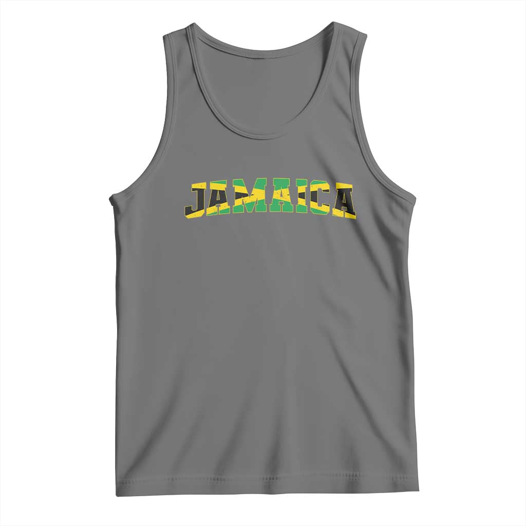 Jamaican Pride Tank Top Retro Jamaica Flag Distressed Varsity Lettering Style - Wonder Print Shop