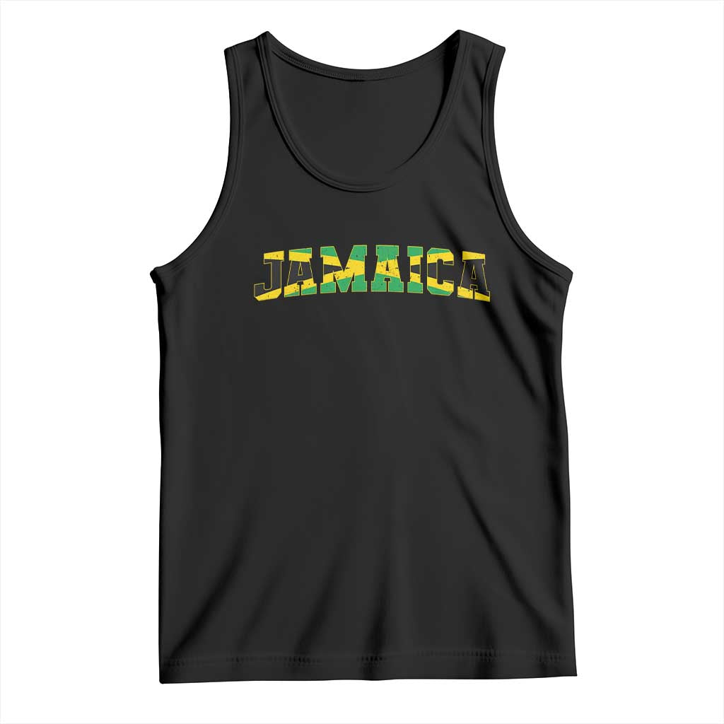 Jamaican Pride Tank Top Retro Jamaica Flag Distressed Varsity Lettering Style - Wonder Print Shop