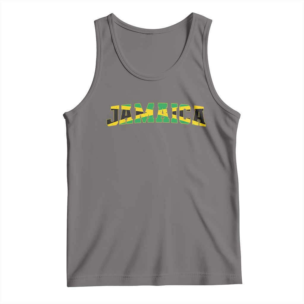 Jamaican Pride Tank Top Retro Jamaica Flag Distressed Varsity Lettering Style - Wonder Print Shop