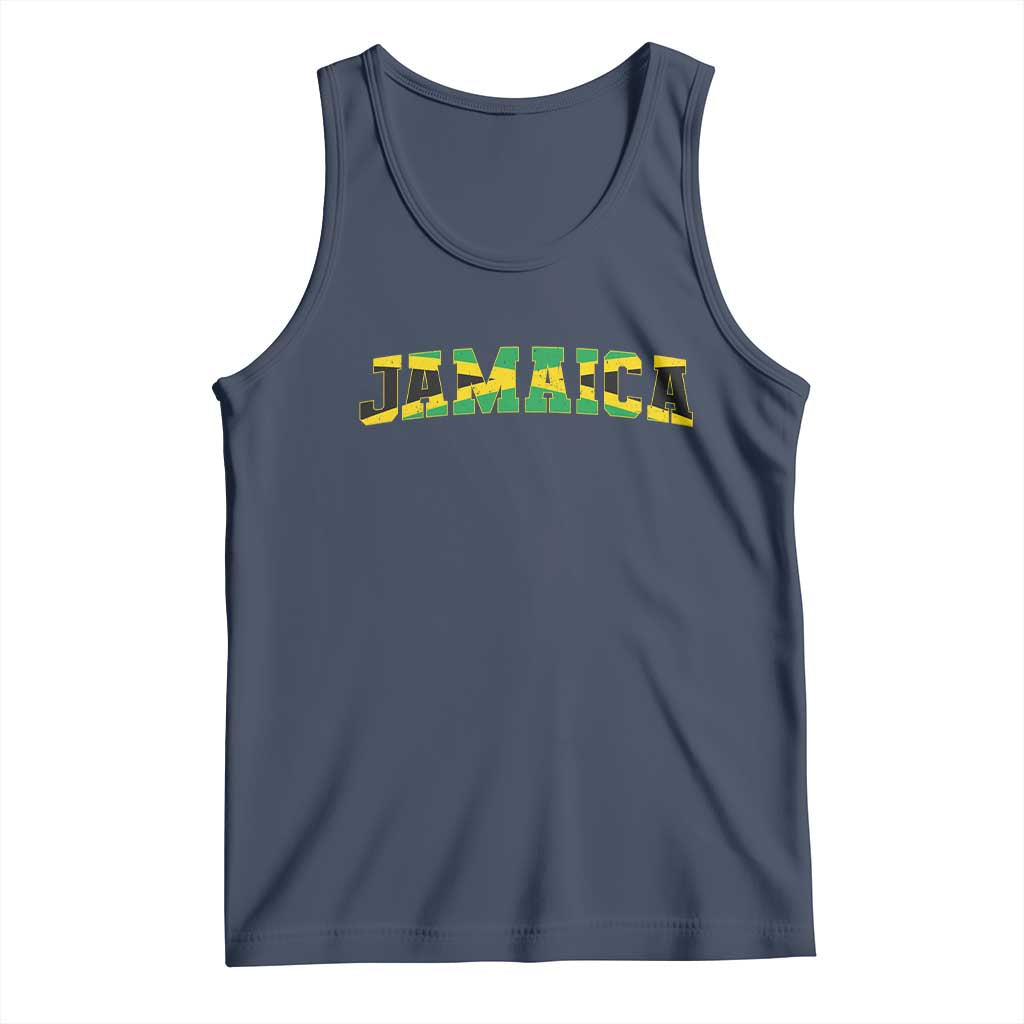 Jamaican Pride Tank Top Retro Jamaica Flag Distressed Varsity Lettering Style - Wonder Print Shop