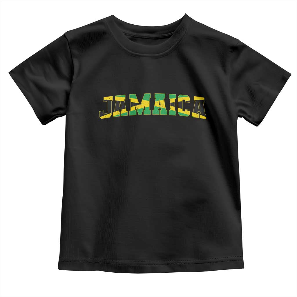 Jamaican Pride Toddler T Shirt Retro Jamaica Flag Distressed Varsity Lettering Style - Wonder Print Shop