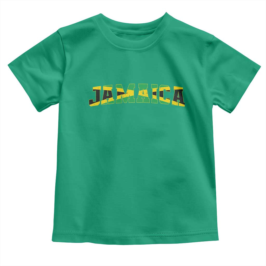 Jamaican Pride Toddler T Shirt Retro Jamaica Flag Distressed Varsity Lettering Style - Wonder Print Shop